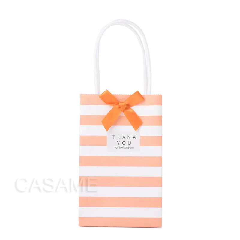 |ノベルティ用品 | ストライプ柄ミニギフトバッグ 10個セット | 7.5×12×5㎝