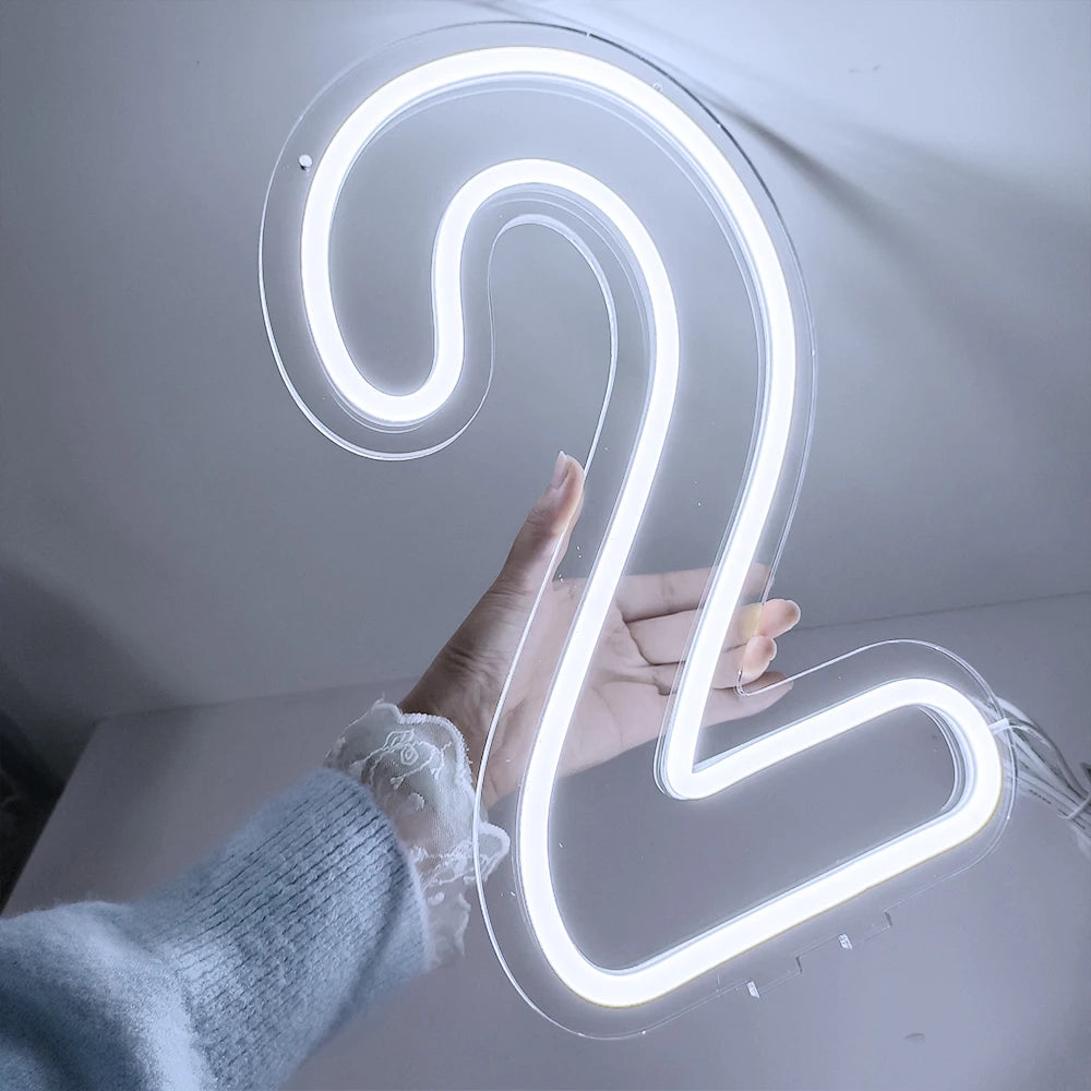 LED数字ネオンサイン(ネオン看板)(0〜9)|USB電源・調光機能付き