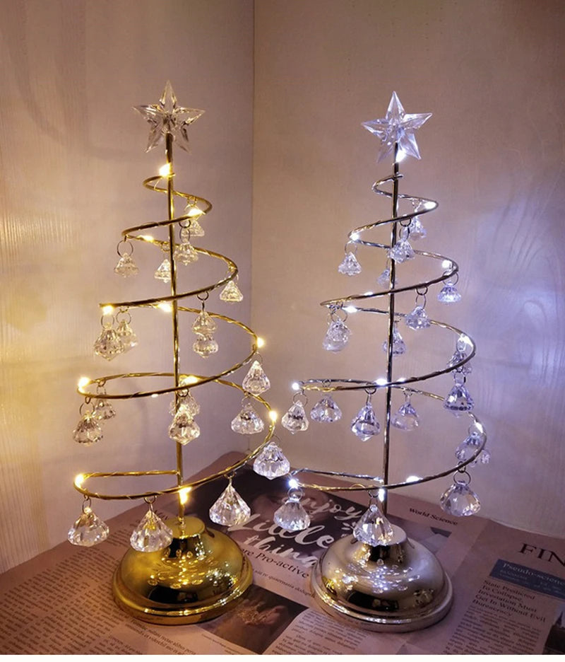 モチーフライト|イベント・パーティー装飾|LED クリスタルツリーテーブルランプ(高さ33c) 電池式