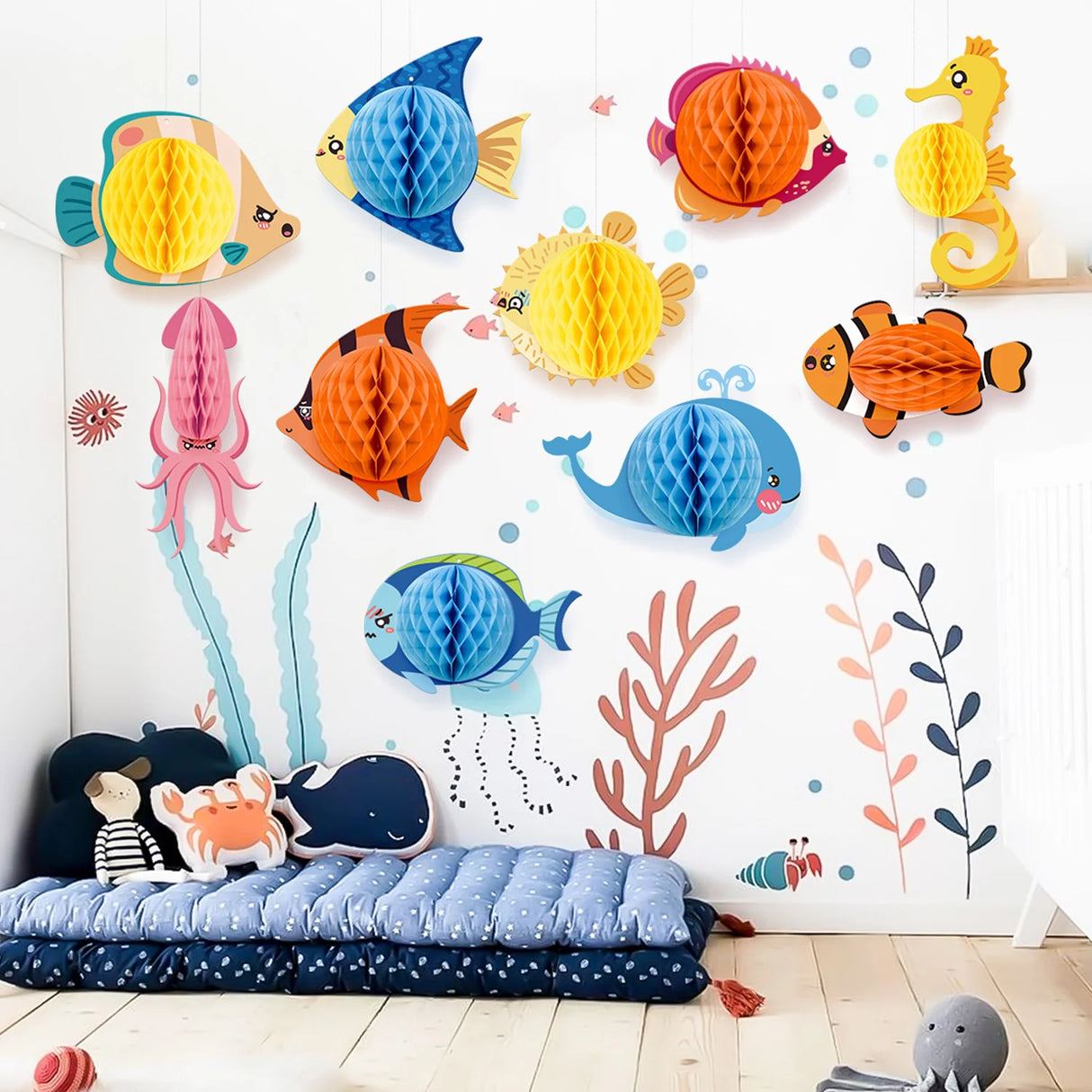 海の生き物 ハニカム飾り 吊り下げ装飾 パーティー装飾 海テーマ