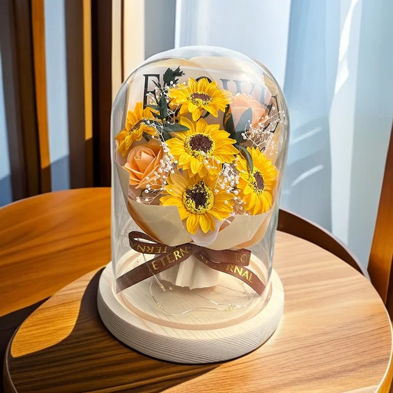 星空ガラスカバーの永遠のバラ