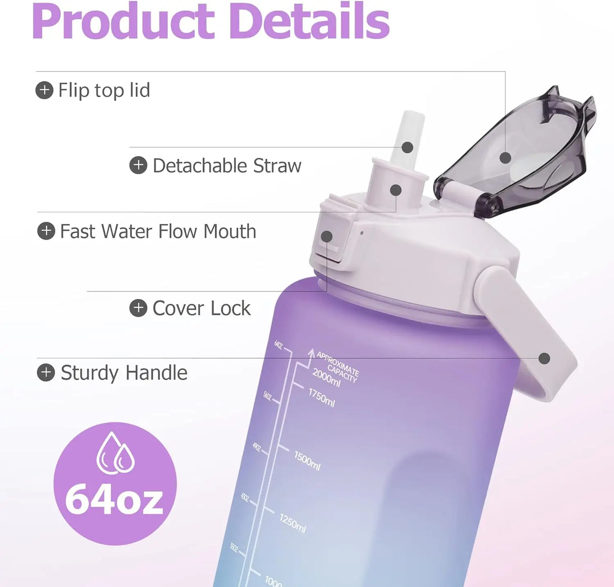 |イベント・ノベルティ用品 | ストロー付き大容量ウォーターボトル | 2L