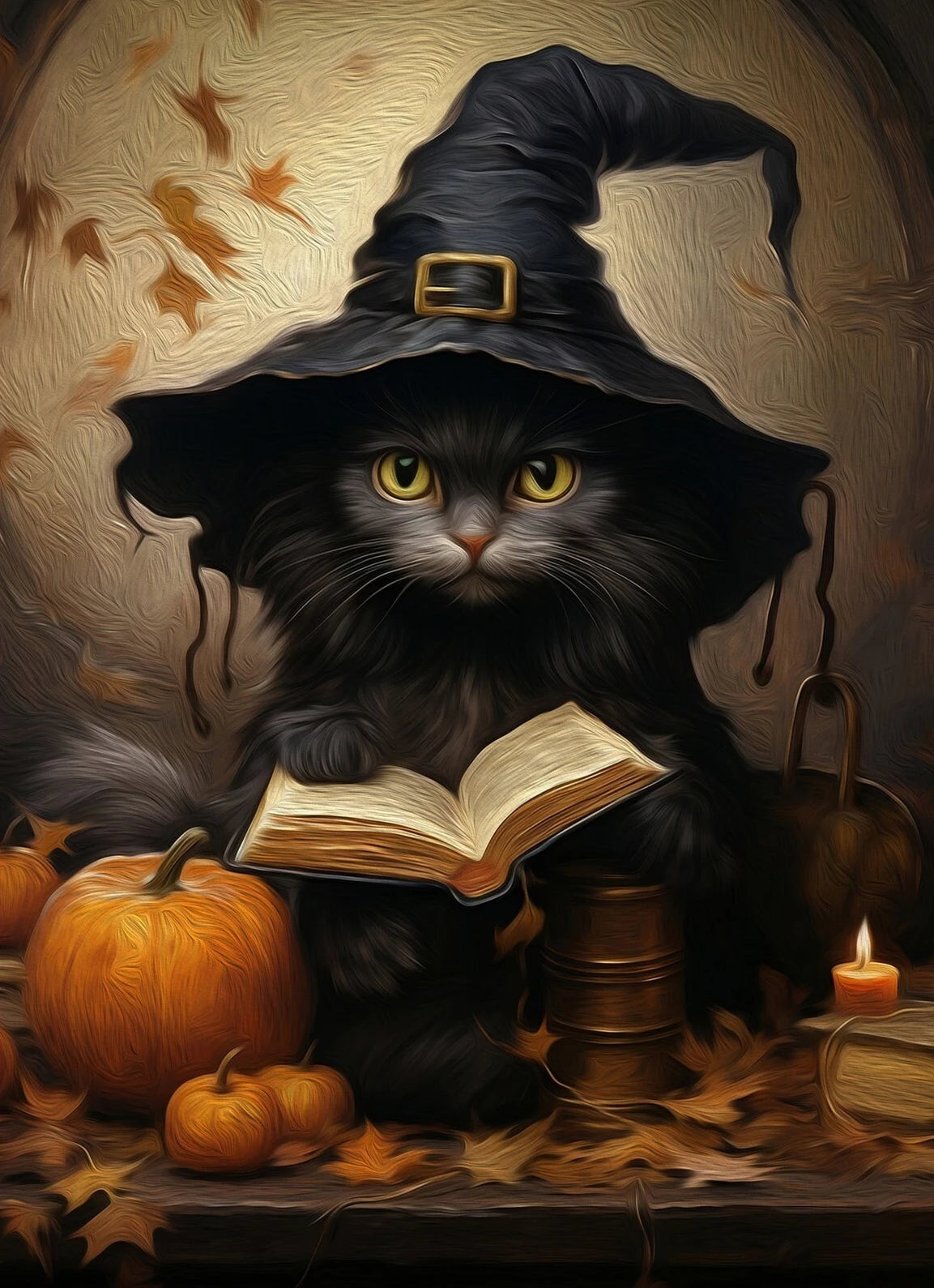 イベント・ハロウィングッズ|黒猫とフクロウのキャンバスアート