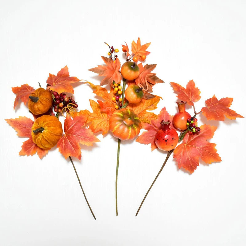 イベント・ハロウィングッズ|秋のフェイクメープルとカボチャ装飾枝