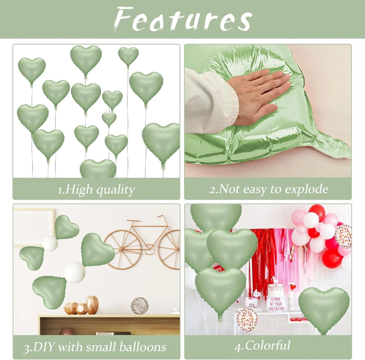 イベント・バルーン装飾 | ハート型ホイルバルーンセット| 10個