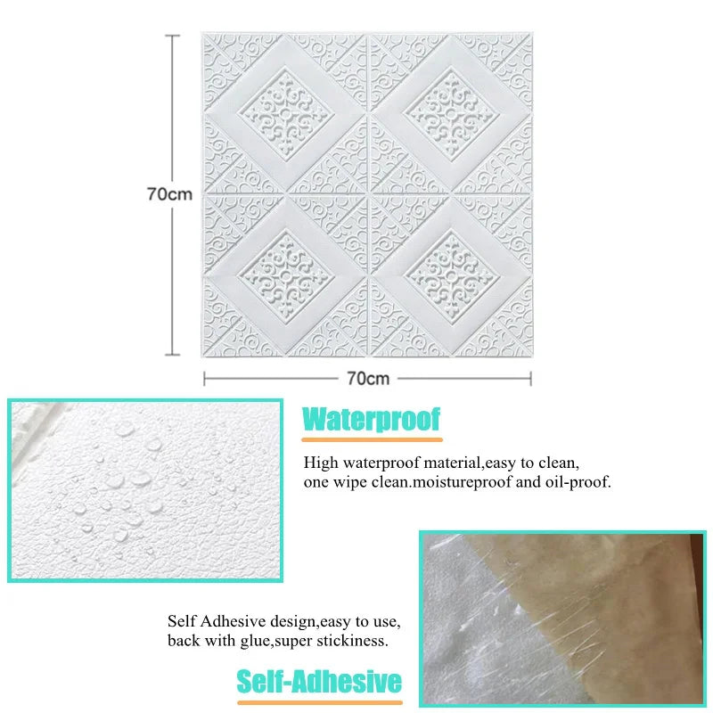 DIY用 3Dアンティーク調タイル風ステッカー 70x70cm 5pcs/10pcs 防水性