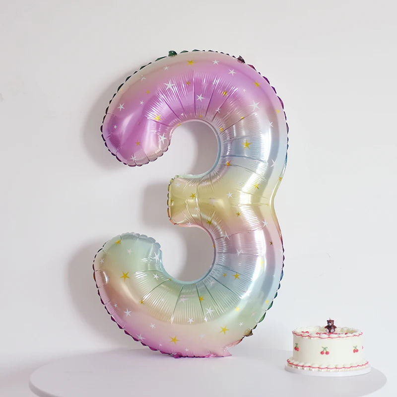 イベント・クリスマス装飾|グラデーションレインボー数字バルーン(ナンバーバルーン)