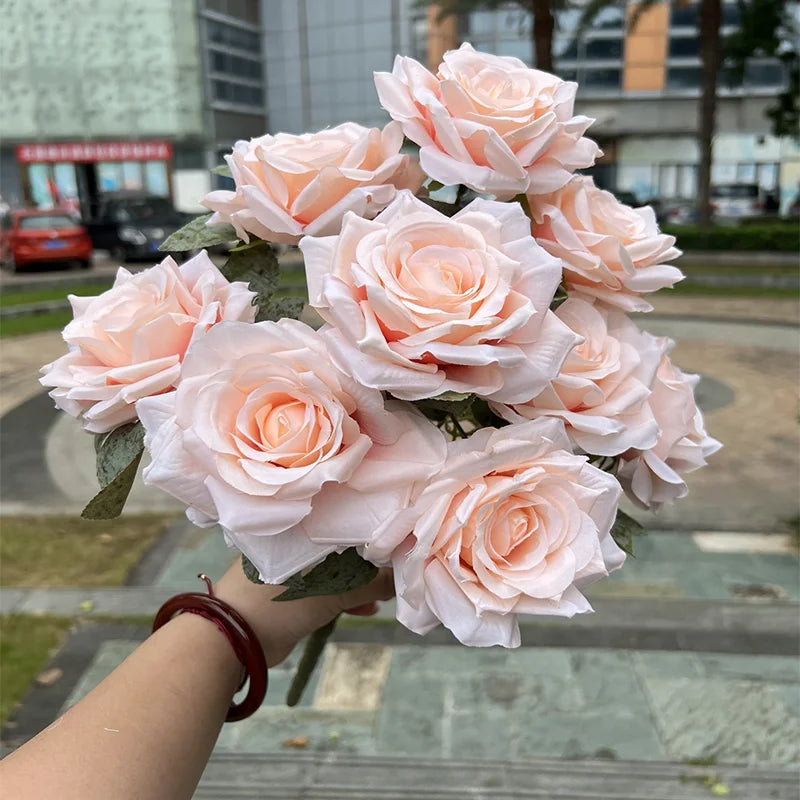 パーティー・インテリア装飾| 造花ダイヤモンドローズブーケ9輪1束(50c)