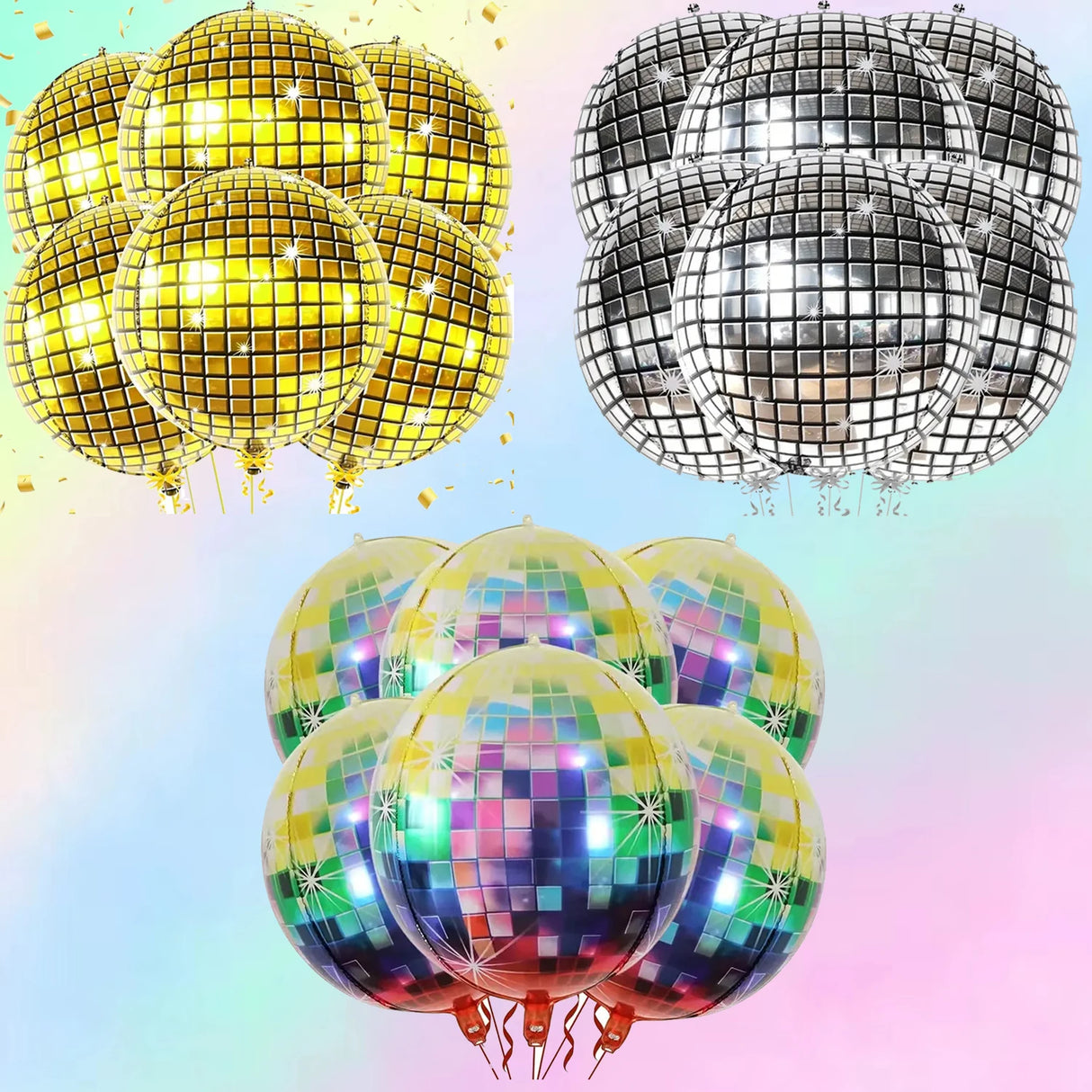 イベント・バルーン装飾|ミラーボール型バルーンセット(6個)