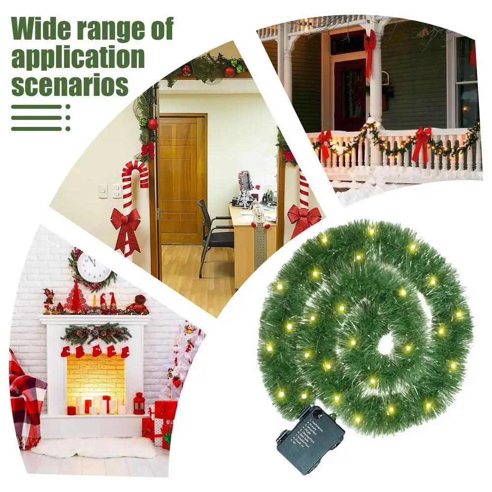 クリスマスガーランド|イベント・クリスマス装飾|LEDライト付きガーランド 5m