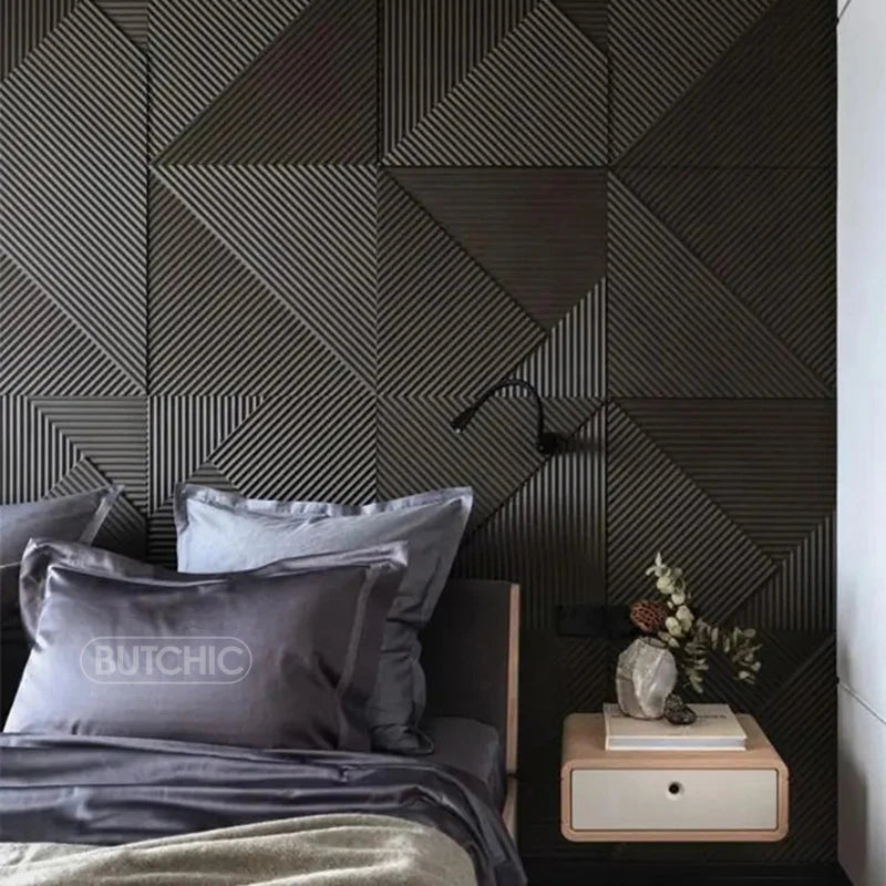 DIY用 3D幾何学柄 石膏壁面風ステッカー 12pcs 難燃性・防水性素材