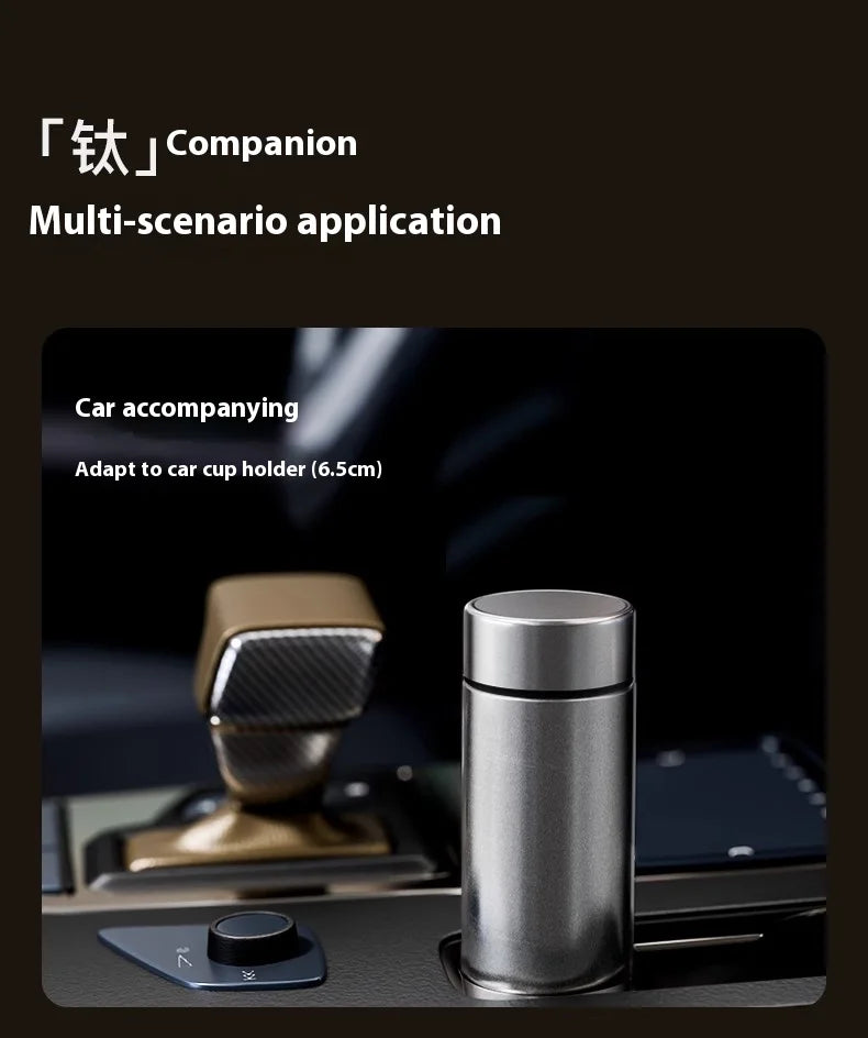 |イベント・ノベルティ用品 | 純チタン断熱カップ 茶水分離機能付き| 200ml/300ml/500ml