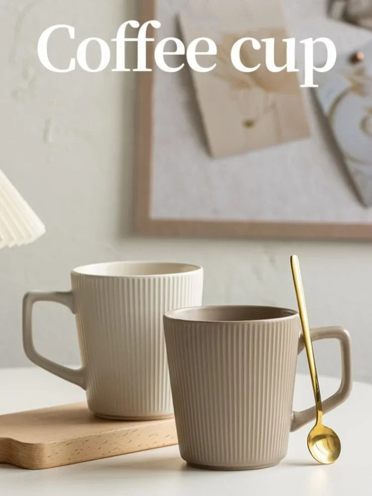 |イベント・ノベルティ用品 |北欧風 ライン柄セラミックマグカップ | 500ml