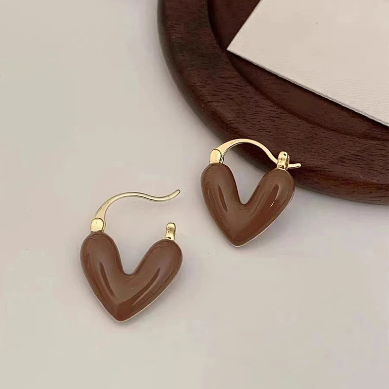 ワインレッドハート型ペンダントイヤリング