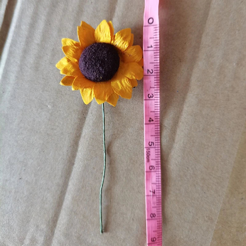 人工ひまわり 紙花 3.5cm/100個セット【エコ素材】DIY・パーティー装飾・ウェディング用