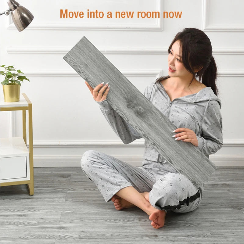 DIYフロアシート 天然木目風 床ステッカー 幅15.2㎝ x 91.4cm 10枚入