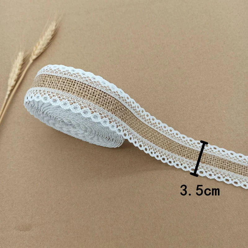 【クラフト・ラッピング用】ナチュラルテイスト レース付きリボン(4タイプ)