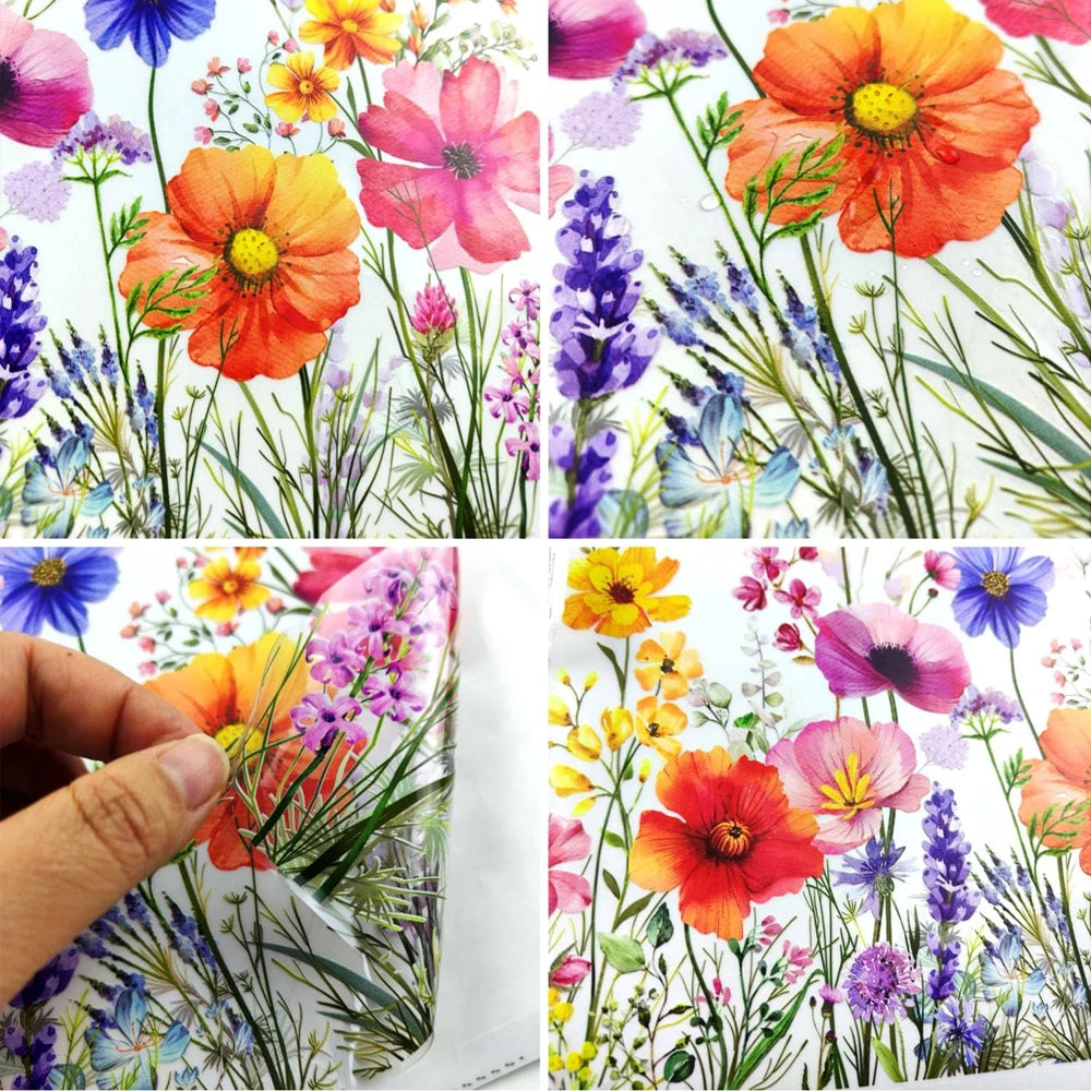 おしゃれなフラワー柄ウィンドウフィルム(静電気吸着タイプ)