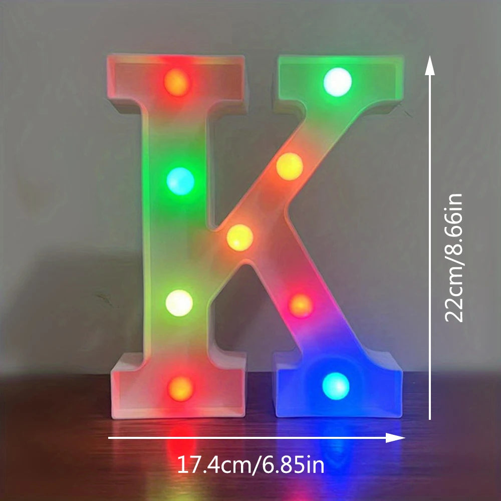【LED装飾】LEDライト・デコレーションライト(アルファベット/数字)マルチカラー 22cm