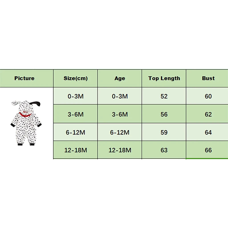 イベント・ハロウィングッズ|ダルメシアン着ぐるみ風ロンパース(0〜18ヶ月)