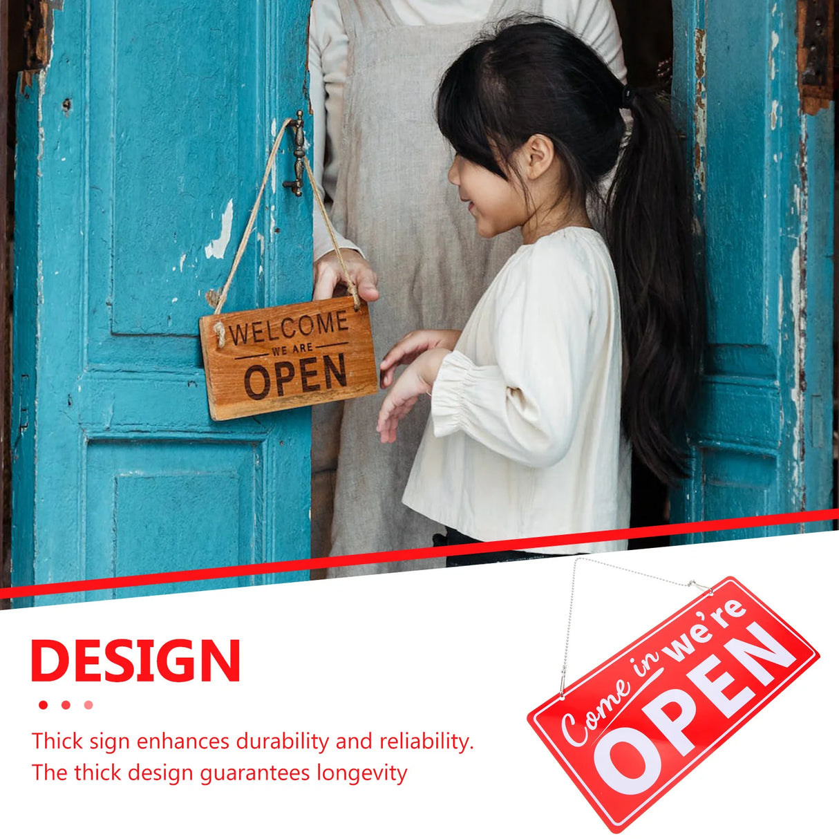 両面・書き換え式営業時間吊り下げ看板