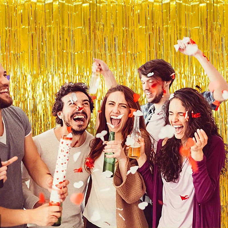 パーティー・インテリア用装飾 キラキラ!ホイル素材カーテン 光反射素材