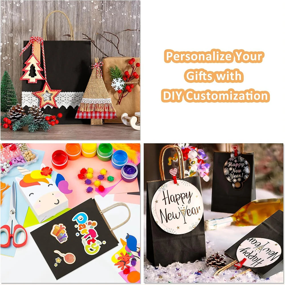 |ノベルティ用品 | クラフト紙ギフトバッグ ブラック・ブルー | 16x22x8c