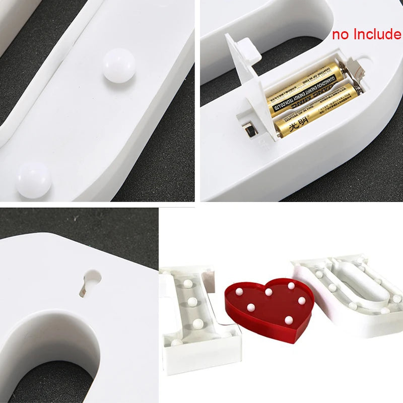 【LED装飾】LEDライト・デコレーションライト(ハート/アルファベット/数字)16㎝/22cm ABS樹脂