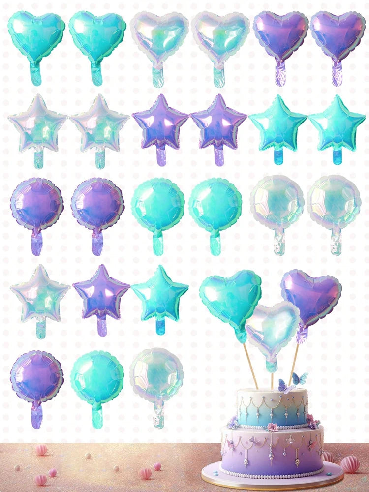 ホログラフィックレインボーバルーン6個セット