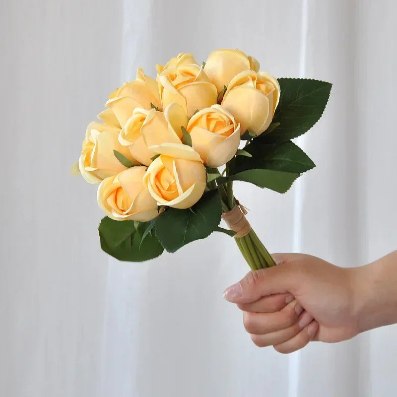 パーティー・インテリア装飾|造花シルクローズブーケ(25cm)