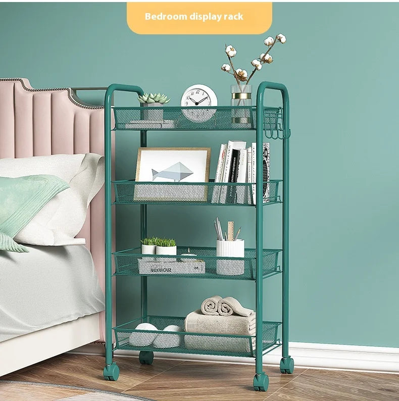 ネット什器多機能キャスター付きトロリーラック