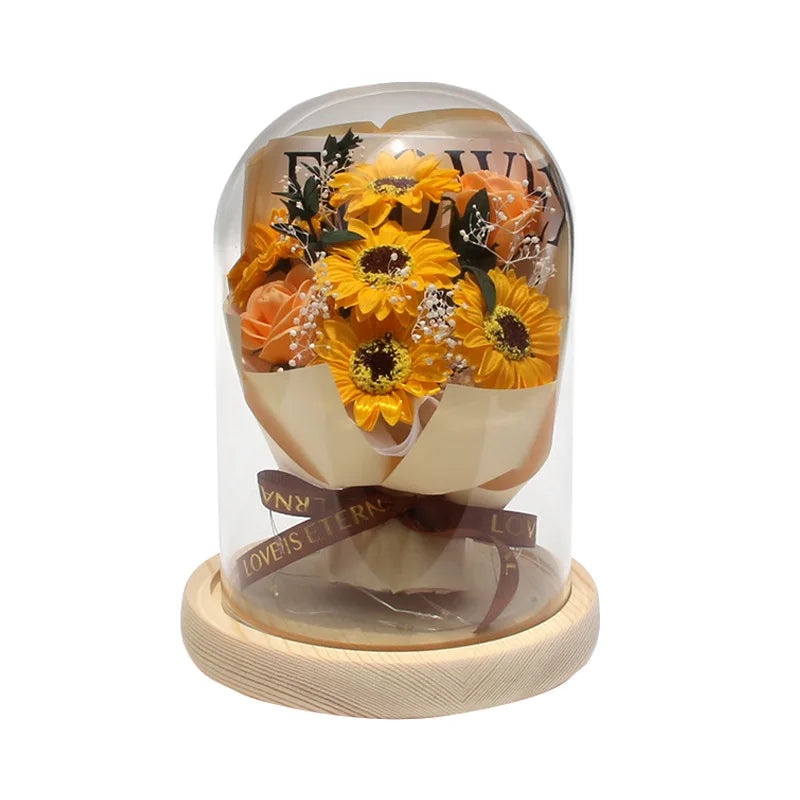 星空ガラスカバーの永遠のバラ