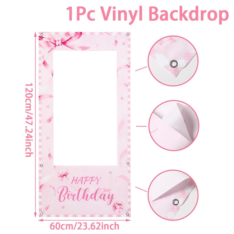 ピンクリボン付きラテックスバルーンセット