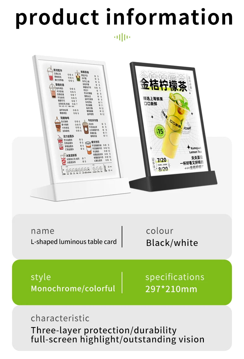A4 USB LEDメニュースタンドライト