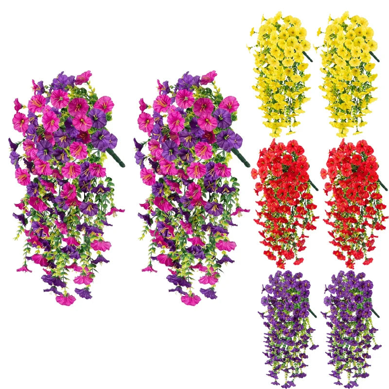 パーティー・ガーデン装飾 造花 リアルなペチュニア再現 2種類シルク製造花ブーケ 紫外線対策