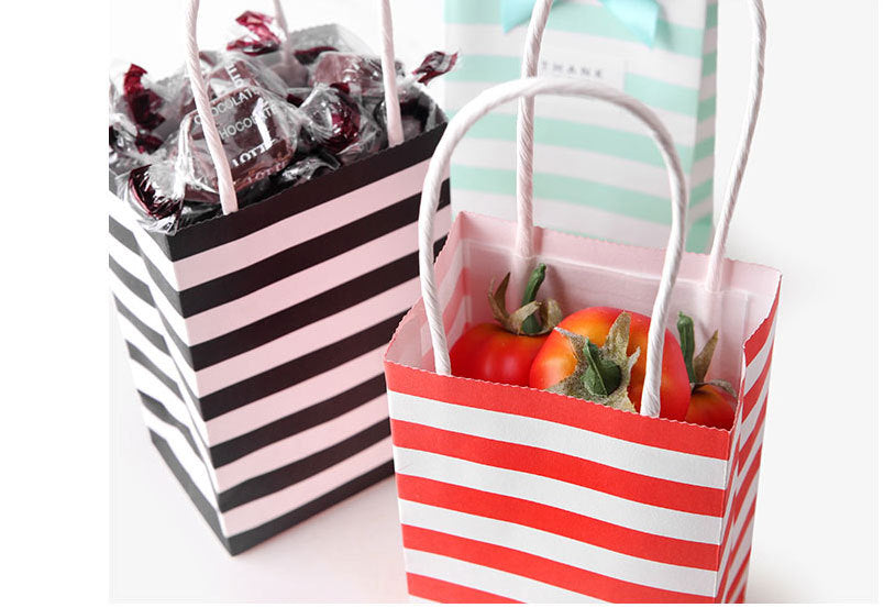 |ノベルティ用品 | ストライプ柄ミニギフトバッグ 10個セット | 7.5×12×5㎝
