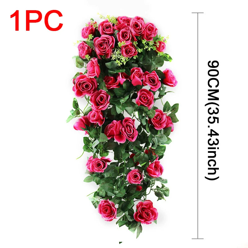 造花ハンギングローズ&アイビー壁掛け