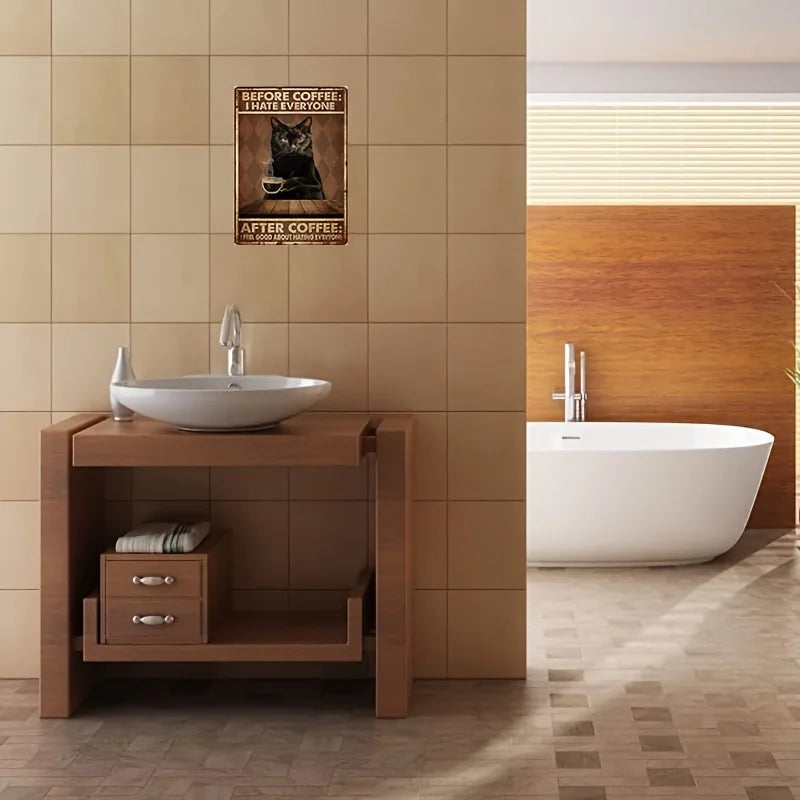 猫とコーヒー メタルブリキ看板