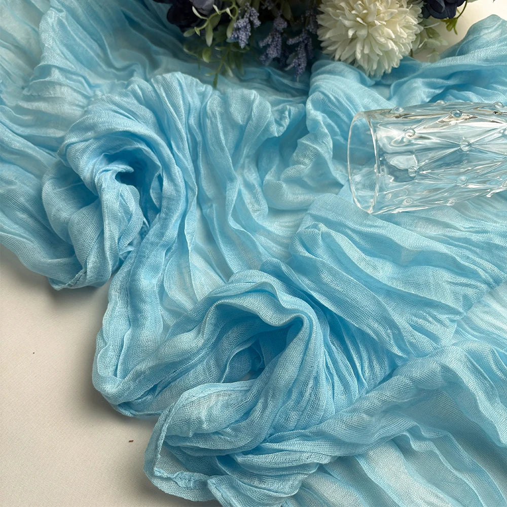 インテリア・パーティ装飾 | ワッシャー加工素材テーブルランナー | 全長0.5m/1.8m/3.4m/4m ポリエステル100%