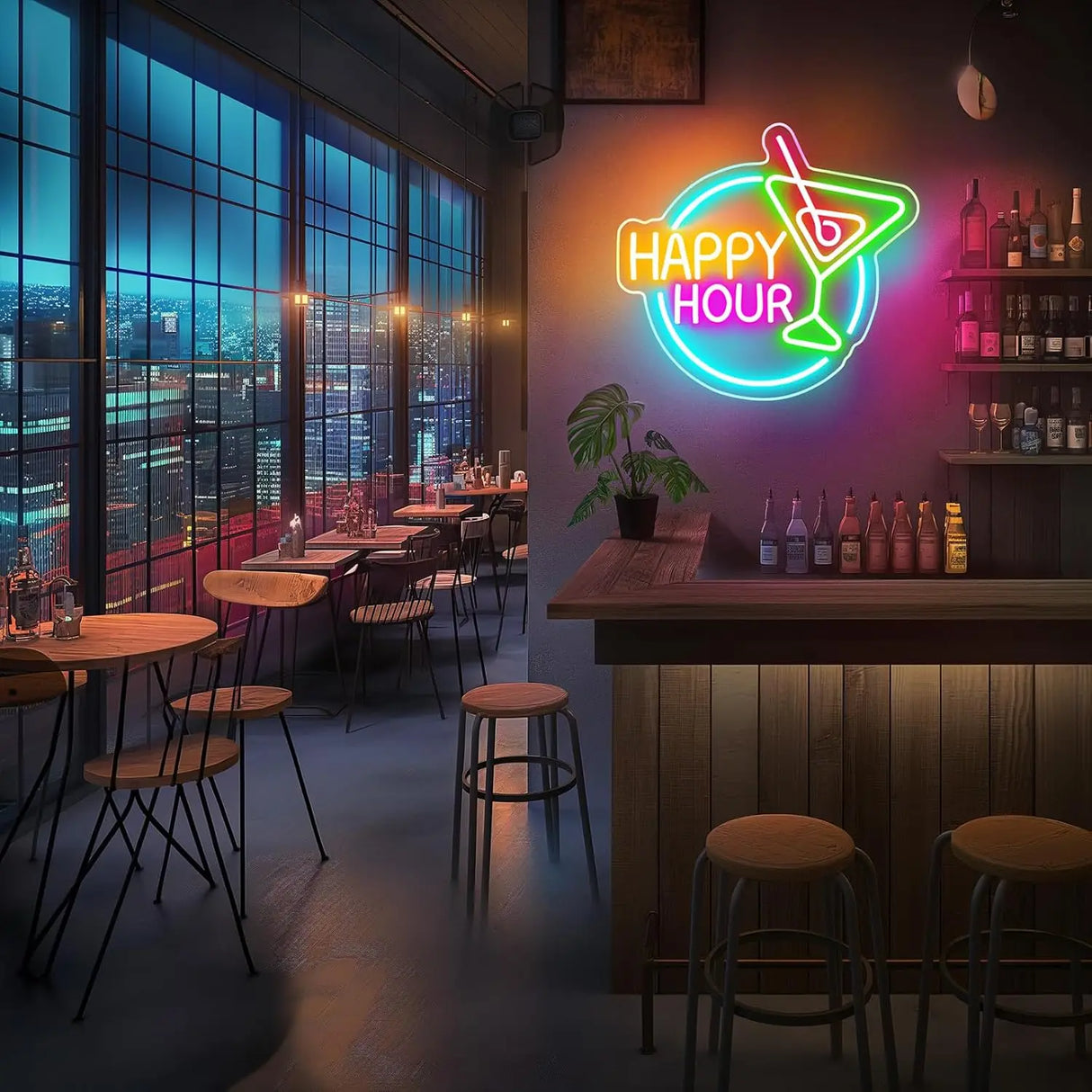 HAPPY HOUR LEDネオンサイン(ネオン看板) 調光可能