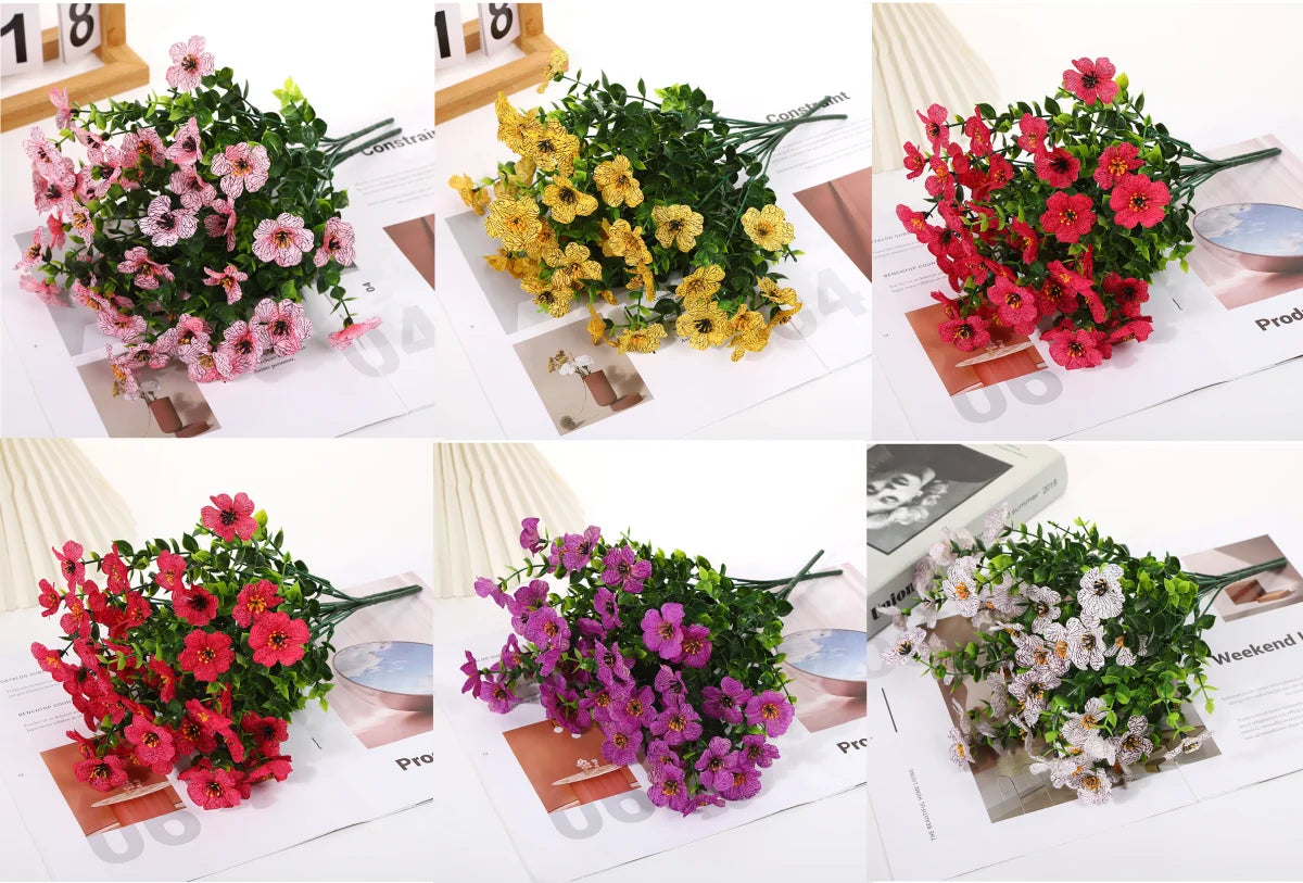 パーティー・インテリア装飾|UV耐性ミックスカラー人工デイジー(12束)