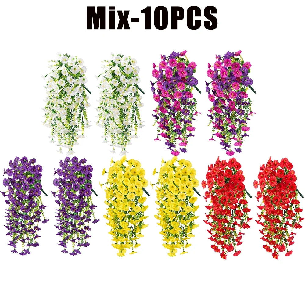 パーティー・ガーデン装飾 造花 ペチュニアフェイク植物 UV耐性 屋外装飾対応