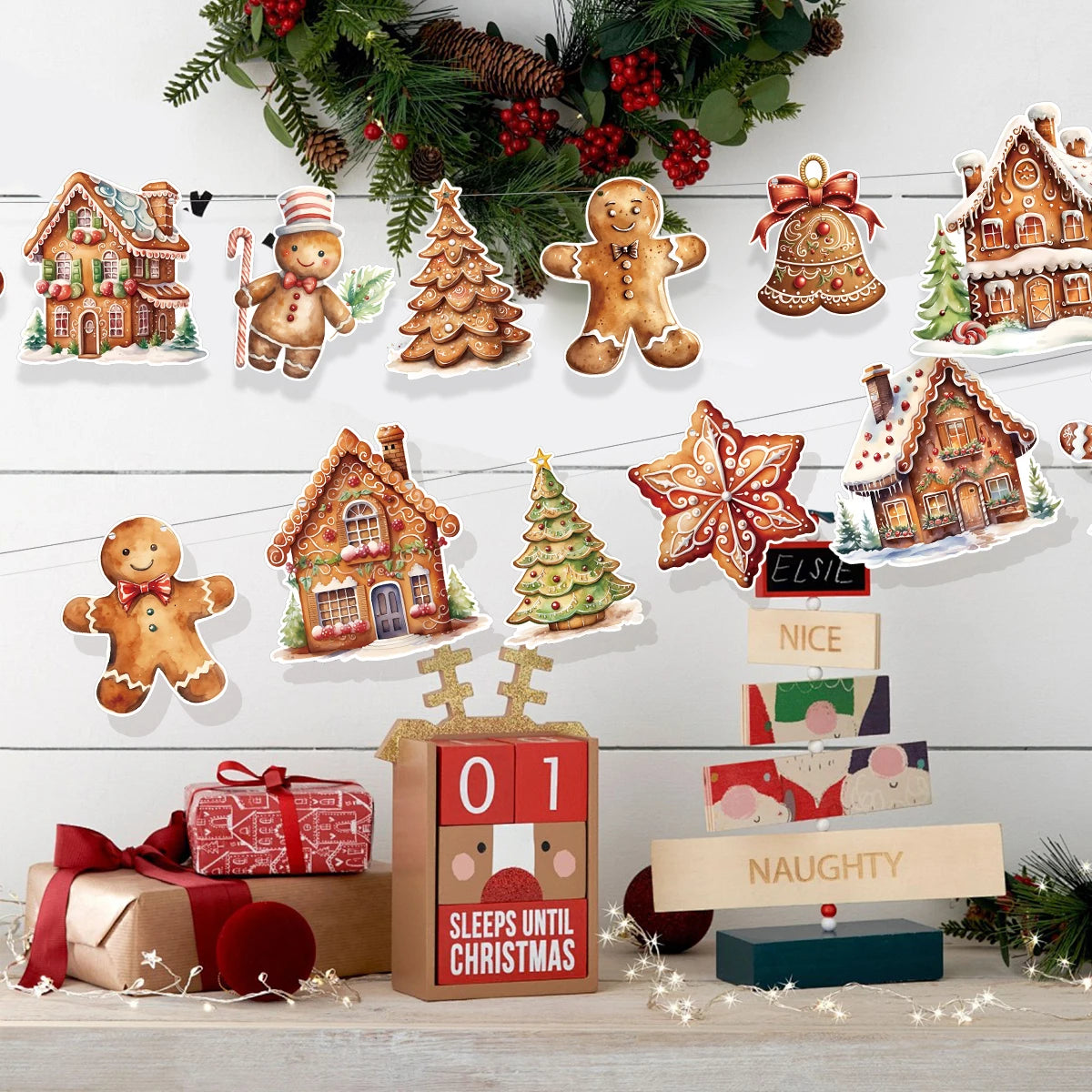 【クリスマス・パーティー装飾】ジンジャーマン 紙製オーナメント( 1セット)