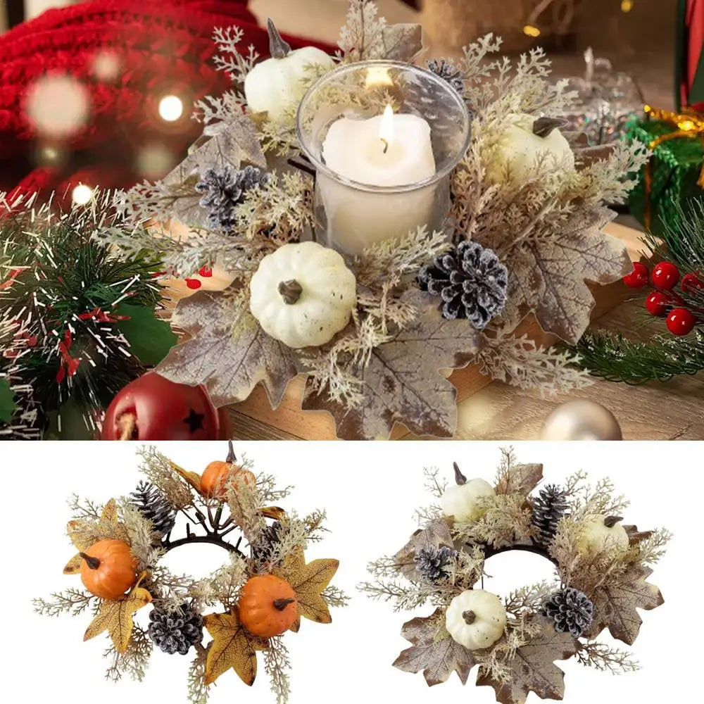 イベント・ハロウィングッズ|25cm 秋のキャンドルリース 感謝祭デコレーション