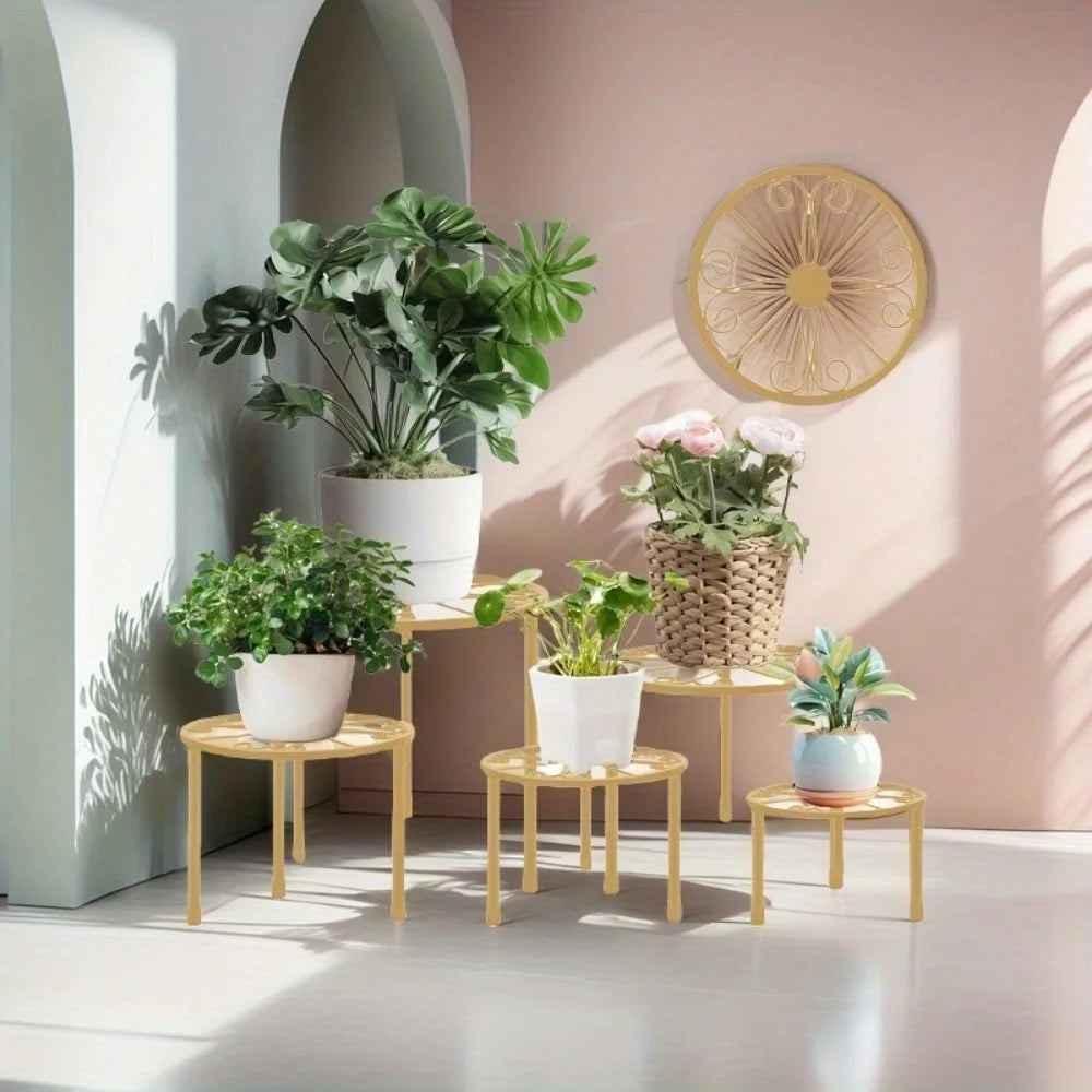 屋内外対応ゴールド植木鉢ホルダーセット