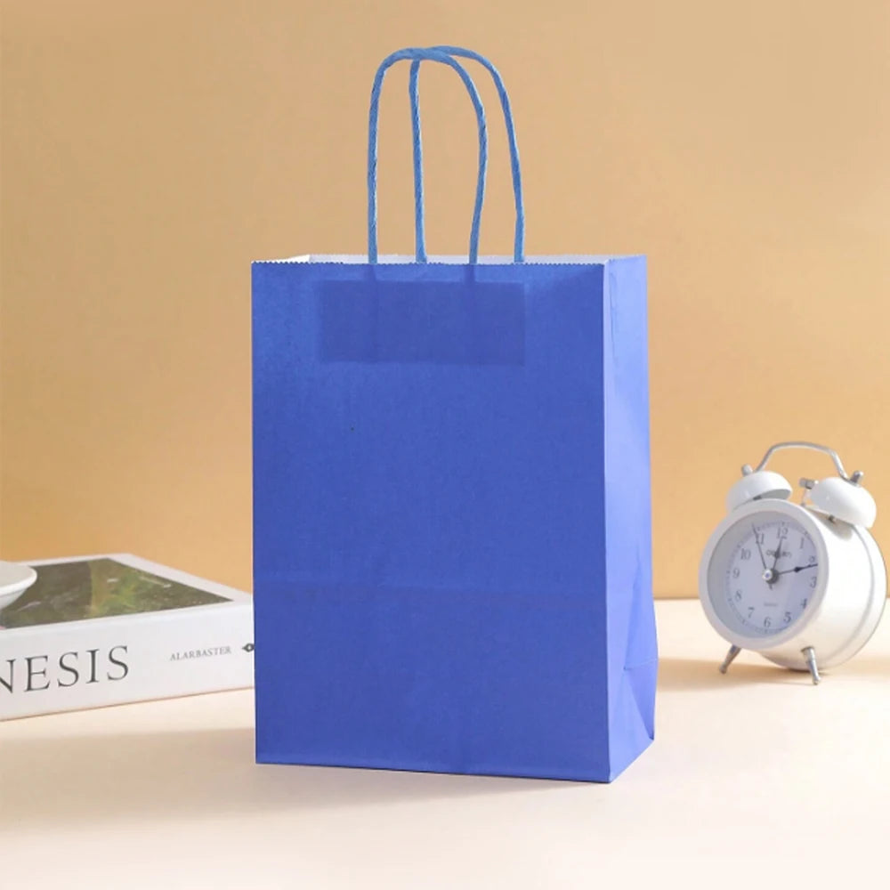 |ノベルティ用品 | クラフト紙ギフトバッグ ブラック・ブルー | 16x22x8c