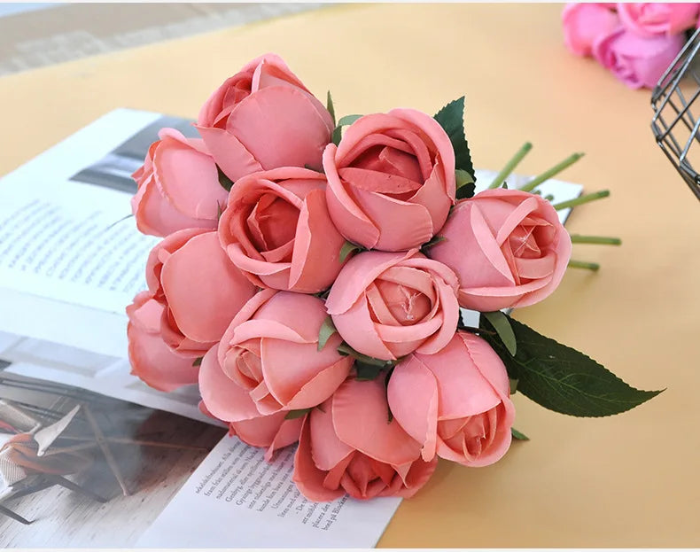 パーティー・インテリア装飾|造花シルクローズブーケ(25cm)