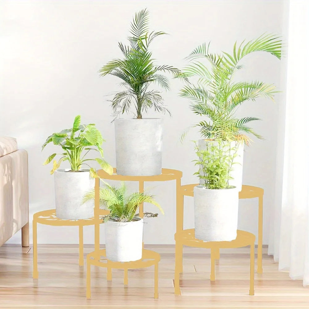 屋内外対応ゴールド植木鉢ホルダーセット