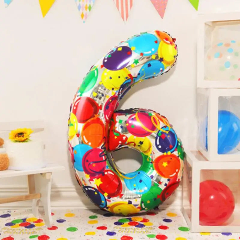 イベント・クリスマス装飾|グラデーションレインボー数字バルーン(ナンバーバルーン)