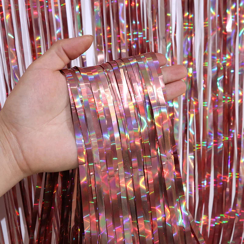 パーティー・インテリア用装飾 オーロラ・レインボーカラーカーテン 長さ1M/2M/3M